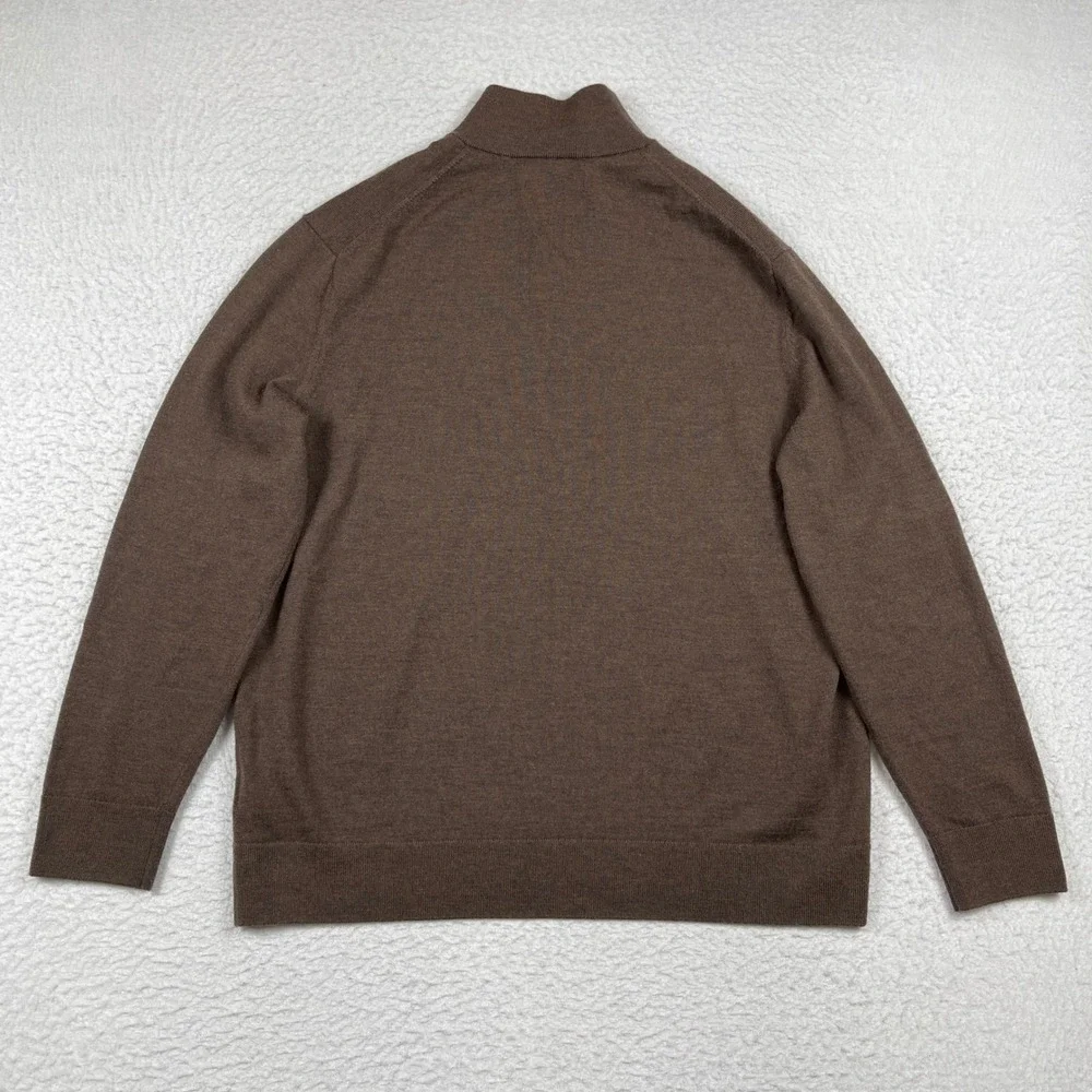 Banana Republic‎ Quarter Zip Mens XXL Brown Italian Merino Wool Baruffa Sweater